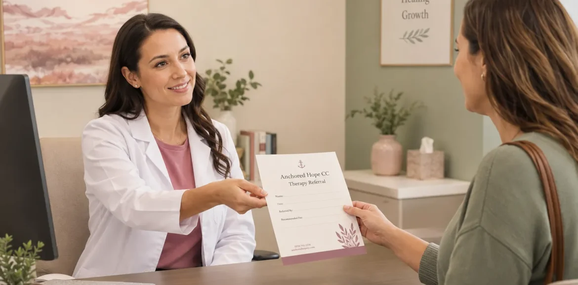 woman receiving a referral for counseling