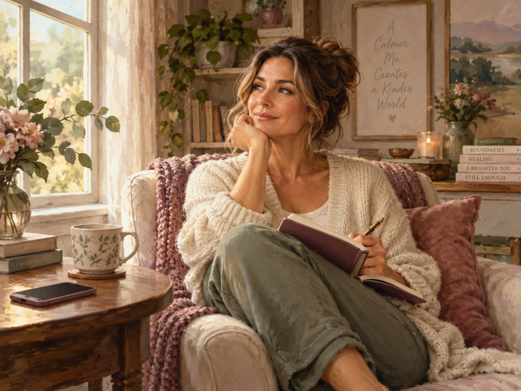 woman smiling and calm